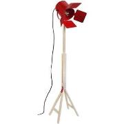 Lampadaires Tosel lampadaire liseuse articulé bois naturel et rouge