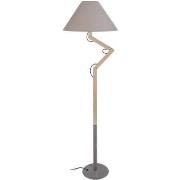 Lampadaires Tosel Lampadaire articulé bois naturel et taupe