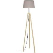 Lampadaires Tosel Lampadaire trépied bois naturel et taupe