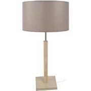 Lampes de bureau Tosel Lampe a poser colonne bois naturel et taupe