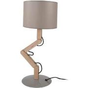 Lampes de bureau Tosel Lampe a poser articulé bois naturel et taupe