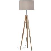 Lampadaires Tosel Lampadaire trépied bois naturel et taupe