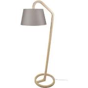 Lampadaires Tosel Lampadaire arqué bois naturel et taupe