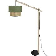 Lampadaires Tosel Lampadaire droit bois naturel et vert kaki