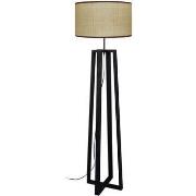 Lampadaires Tosel Lampadaire colonne bois noir et créme