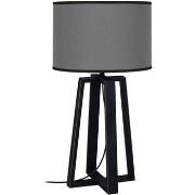 Lampes de bureau Tosel Lampe de chevet colonne bois noir et gris