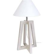 Lampes de bureau Tosel Lampe de chevet colonne bois taupe et blanc