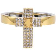 Bijoux Orusbijoux Bague Argent Croix Doré Sertie De Zirconiums