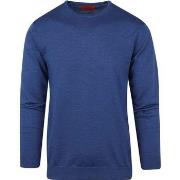 Sweat-shirt Suitable Pull-over Mérinos Col Rond Bleu