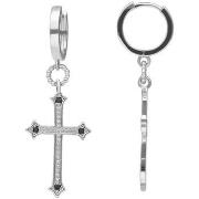 Boucles oreilles Orusbijoux Boucles D'oreilles Argentées Croix Sertie