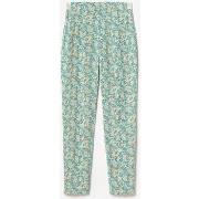 Pantalon Le Temps des Cerises Pantalon rani à motif fleuri vert et ble...