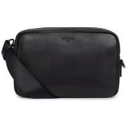 Sac bandoulière Hexagona Sac reporter en cuir Ref 59591 noir 25.5*16.5...