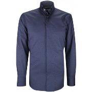 Chemise Emporio Balzani chemise mode col cousu mao a motifs milo bleu