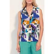 Chemise La Fiancee Du Mekong Chemisier imprimé sans manche coton lin R...