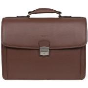 Porte document Hexagona Cartable en cuir Ref 54445 Chocolat 40*28*17.5...