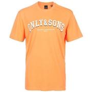 T-shirt Only &amp; Sons TEE SHIRT ONSLOGO REG SPRING SS - PAPAYA - M