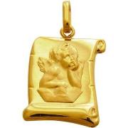 Pendentifs Brillaxis Médaille ange sur parchemin en or jaune 9 carats