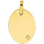 Pendentifs Brillaxis Plaque ovale or jaune 18 carats diamant