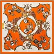 Echarpe Alberto Cabale Petit carré de Soie Orange Cream Cléo Orange