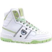 Chaussures Chiara Ferragni Sneaker High Donna White Light Green CF3006...