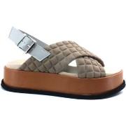 Chaussures L4k3 Malibù Sandalo Fasce Incrocio Beige Marrone F19-MAL