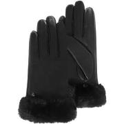 Gants Isotoner Gants Femme cuir bord fourrure Noir