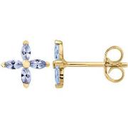 Boucles oreilles Brillaxis Boucles d'oreilles fleurs or oxydes bleus