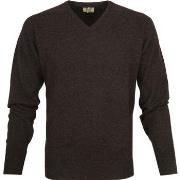 Sweat-shirt William Lockie Pull Laine d'Agneau Col-V Cacao