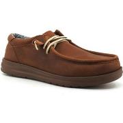 Chaussures HEY DUDE Wally Leather Sneaker Vela Uomo Brown 40175-255