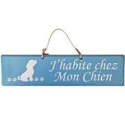 Tableaux, toiles Qualiart Plaque en bois bleu clair - J'habite chez Mo...