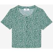 T-shirt enfant Le Temps des Cerises Top siloegi à motif floral vert