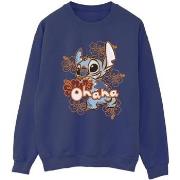 Sweat-shirt Disney Lilo And Stitch Ohana Orange Hibiscus