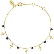 Bracelets Orusbijoux Bracelet Argent Doré Motif Croix Et Pierres Lapis