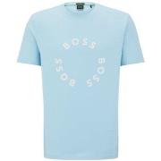 T-shirt BOSS T-SHIRT TEE 4 BLEU AVEC LOGOS IMPRIMÉS CIRCULAIRES