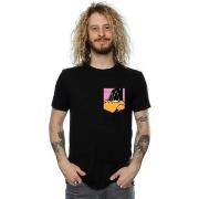 T-shirt Dessins Animés Daffy Duck Face Faux Pocket