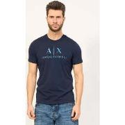 T-shirt EAX T-shirt coupe classique bleu en coton