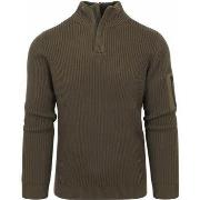 Sweat-shirt Suitable Pull Demi-Zip Noord Vert Foncé