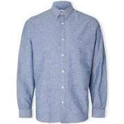 Chemise Selected Noos Slimnew-linen Shirt L/S - Medium Blue Denim