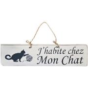 Tableaux, toiles Qualiart Plaque en bois blanc - J'habite chez Mon Cha...