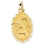 Pendentifs Brillaxis Médaille ange ovale or jaune 18 carats