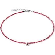 Collier Coeur De Lion Collier Sparkling Dot Delicate argenté et rouge