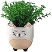 Vases, caches pots d'intérieur Faye Petit cache pot chat blanc 10 cm