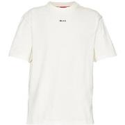 T-shirt BOSS T-SHIRT BEIGE RELAXED FIT EN JERSEY DE COTON À LOGO IMPRI...