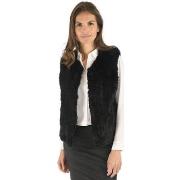 Veste La Canadienne Gilet fourrure de lapin noir-044183