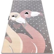 Tapis Rugsx Tapis PETIT FLAMINGOS CŒURS gris 160x220 cm