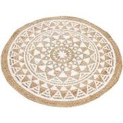 Tapis Signes Grimalt Tapis rond ethnique en jute mandala blanc 90 cm