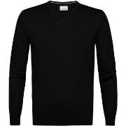 Sweat-shirt Profuomo Pull-over Col-V Laine Merinos Noir