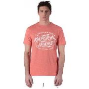 Polo Kaporal T-shirt Homme Pagan Rouge Pastel melangé motifs Blanc