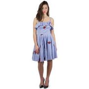 Robe Guess Robe Ciara roses brodées bleu W82k51