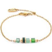 Bracelets Coeur De Lion Bracelet Mini Cubes et chaîne doré et vert